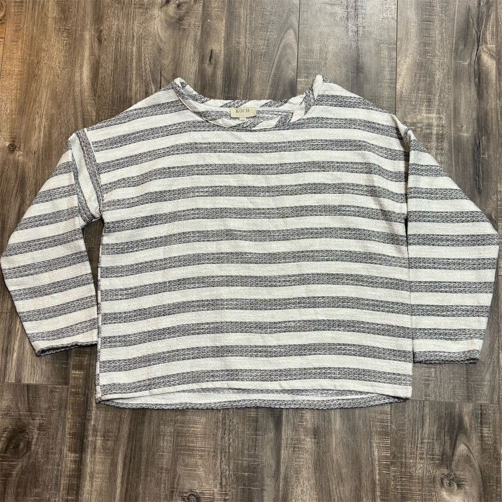 Koch Women's XS Gray Striped Long Sleeve Knit Top‎ Casual